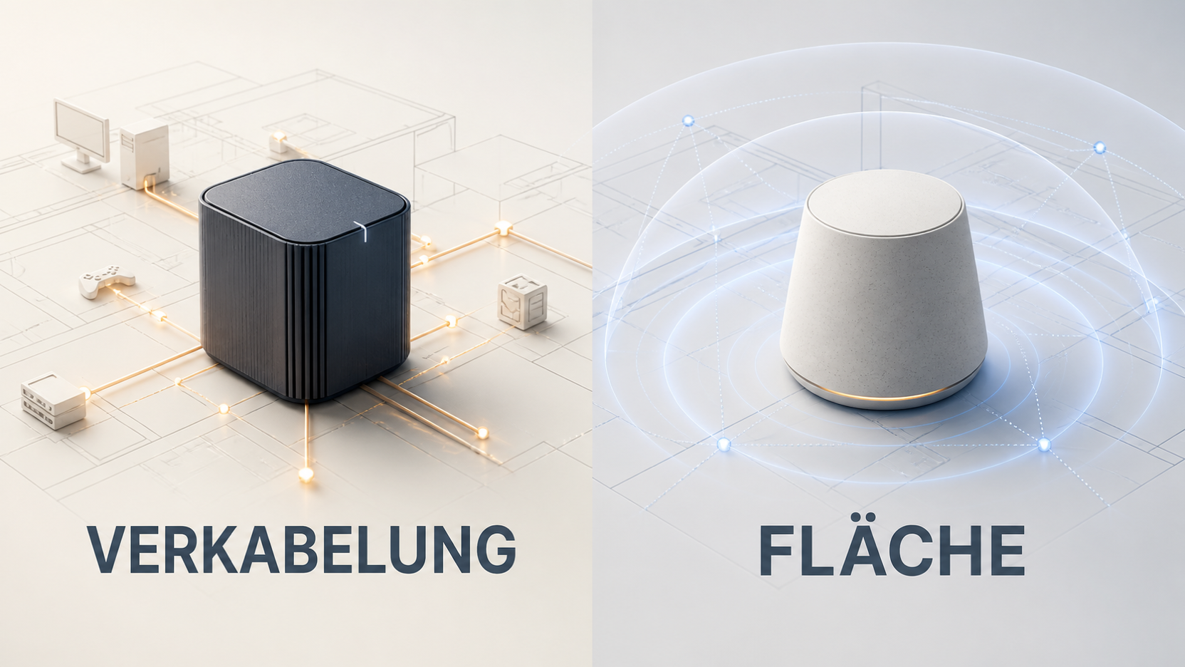 Redaktionelle Illustration zu TP-Link Deco BE85 vs. Netgear Orbi 770: Funkbänder, Backhaul, Ports und Folgekosten im Vergleich
