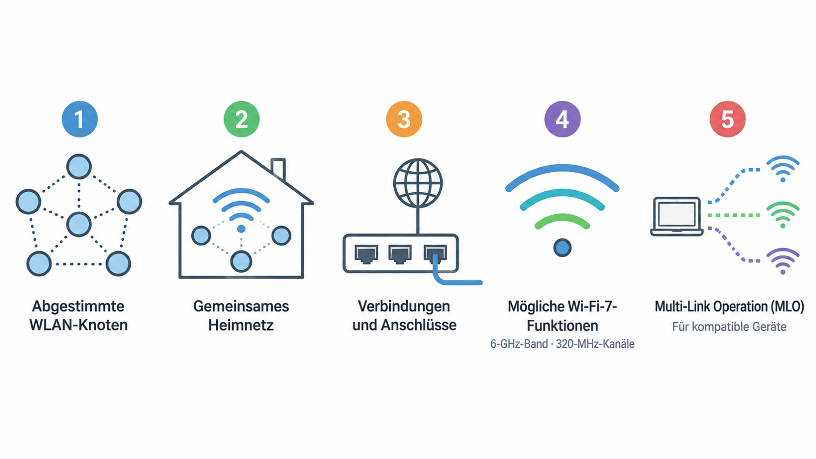 Eine einfache Gegenüberstellung der zwei im Abschnitt beschriebenen Backhaul-Arten: kabelgebunden über Ethernet und drahtlos über Funk, jeweils mit den genannten Eigenschaften.